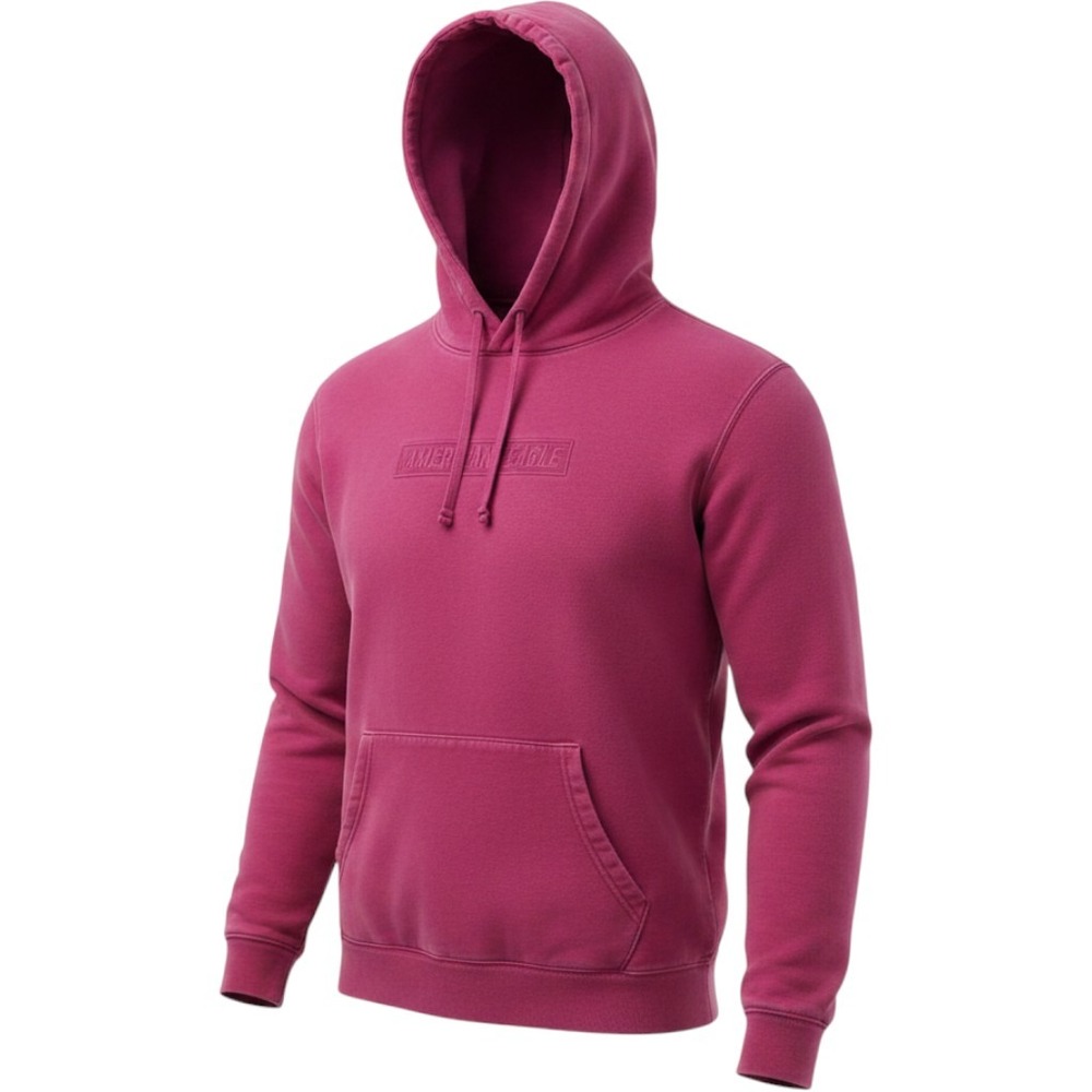 American Eagle Womens Magenta Pink Embroidered‎ Logo Hoodie Sweatshirt Large
